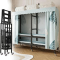Metal Wardrobe Closet Rack 1500lbs Heavy Duty Foldable Garment Rack with Cover and Wheels Foldable Freestanding Clothes Organizer Enclosed Armoires for Hanging Clothes F 66.9'/170CM (D 49.2)
