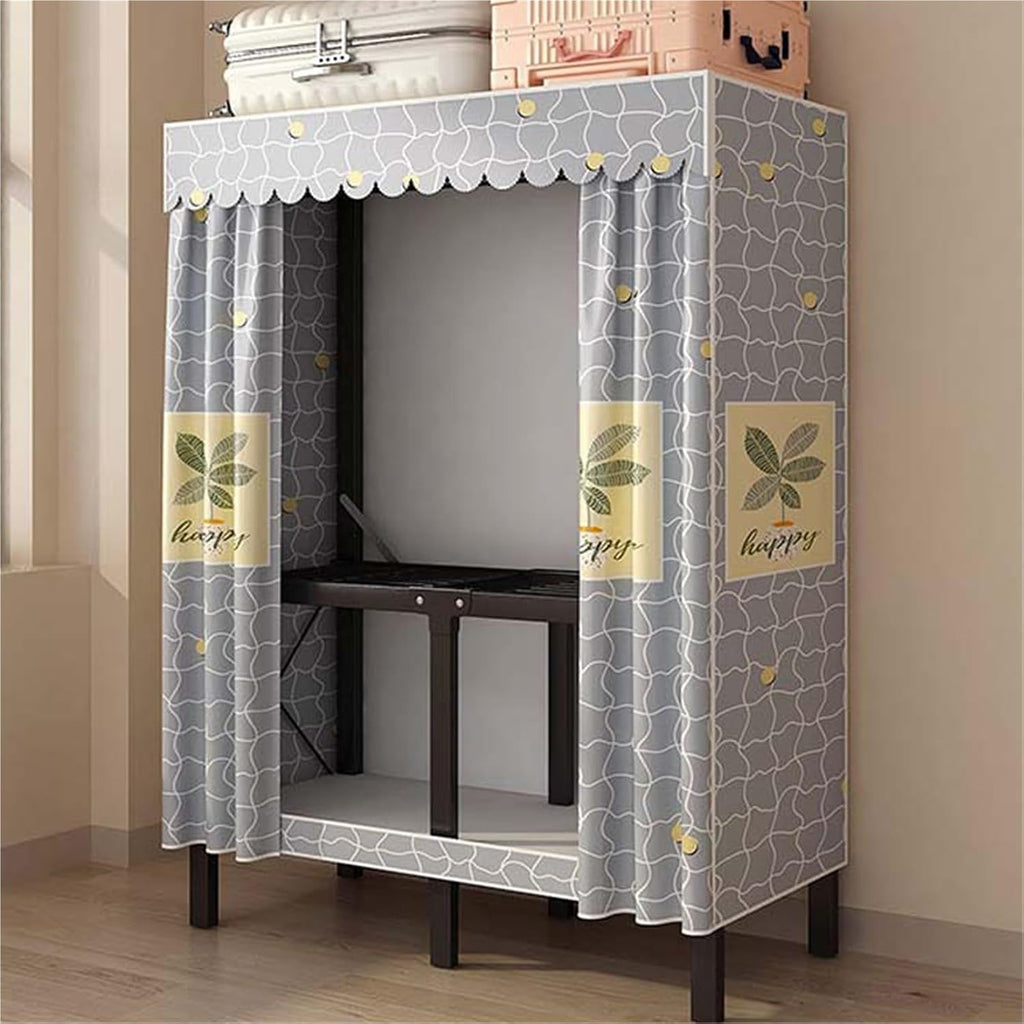 Portable Closet,Heavy Duty Clothes Rack With Cover,Foldable Covered Clothes Rack For Hanging Clothes,Freestanding Coat Storage Garment Racks For Bedroom(Green,80X48X172CM)