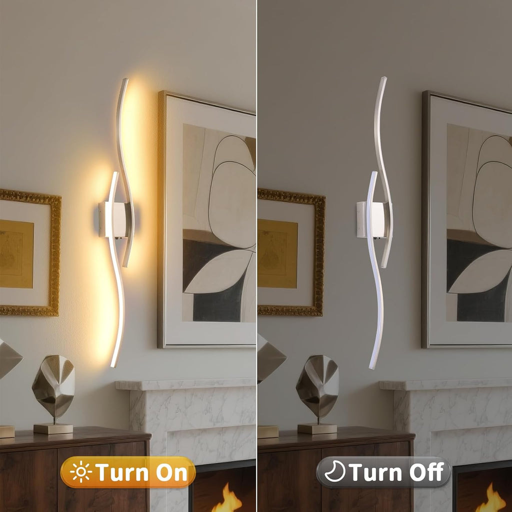 Battery Powered Wall Sconces Set of 2, Nickel 39' LED Dimmable Wall Sconce with Remote Control/Timer/Memory, USB Rechargeable Wall lights for Living Room, Bedroom, Hallway Wireless scones lighting
