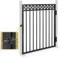 Fencer Wire Heavy Duty Flat Top X-Pattern Decorative Fence Gate, 4FT Height x 4FT Width Outdoor Fence Gate, Outdoor Anti-Rust Metal Steel Gate for Fencing Barrier, Garden Gate with Gate Lock