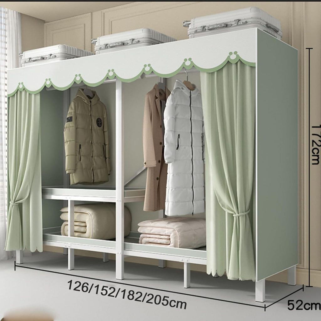 Large Capacity Portable Steel - Foldable Clothe Rack With Cover, Load 2000lbs, Heavy-duty Portable Wardrobe For Bedroom Armoires Freestanding Clothing Coat Storage Rack Rolling Garment Rack ( Color :