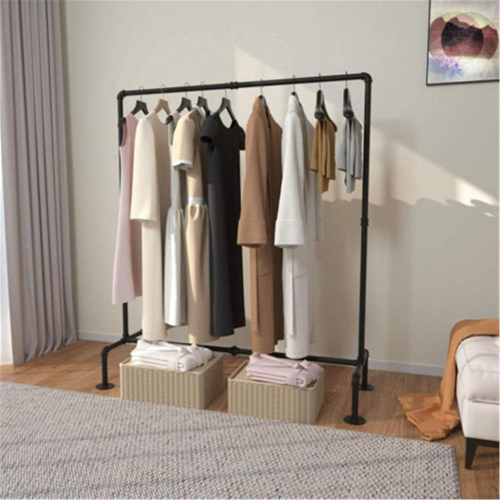 Mlaea Iron Frame Drying Rack, Single-Rod Garment Rack for Coats, Shirts, Dresses, Freestanding Clothing Storage Display Rack for Clothes Store, Balcony, Bedroom, 121cm(Size:121 * 114CM)