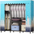 Heavy Duty Closet Organizer System,Clothes Rack With Cover Heavy Duty Clothing Racks,Freestanding Clothing Racks For Hanging Clothes,for Hanging Clothes & Storaging Bedding(Blue,190 * 45 * 165CM)