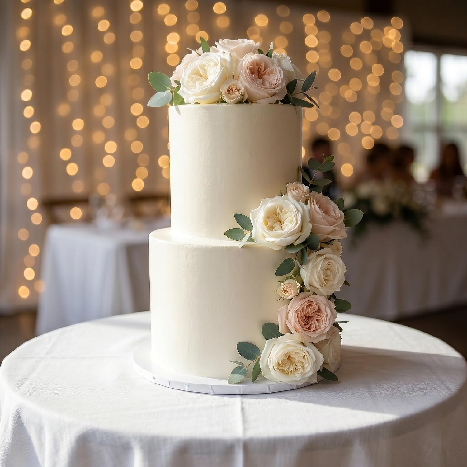 FromJennWithLove 2 Tier Fake Wedding Cake, 12' Tall Handcrafted Ivory Display Cake – 4-Day Artisan Process, Made in USA – Reusable Centerpiece for Weddings & Bridal Showers