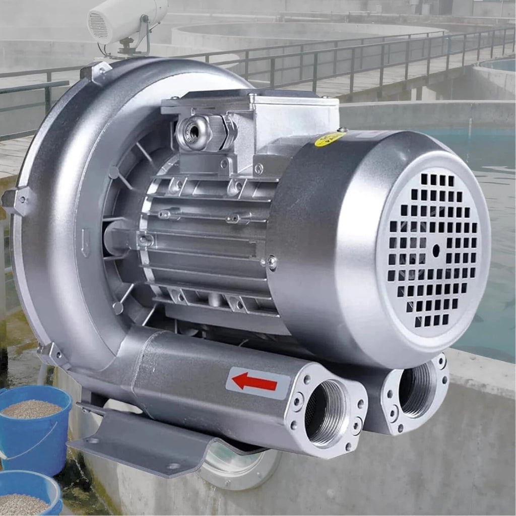 Vortex Ring Blower, 110V 60Hz Regenerative Blower, High Pressure Industrial Vacuum Pump, Single Phase Fish Pond Air Blower for Blowing or Suction, 120W to 1100W