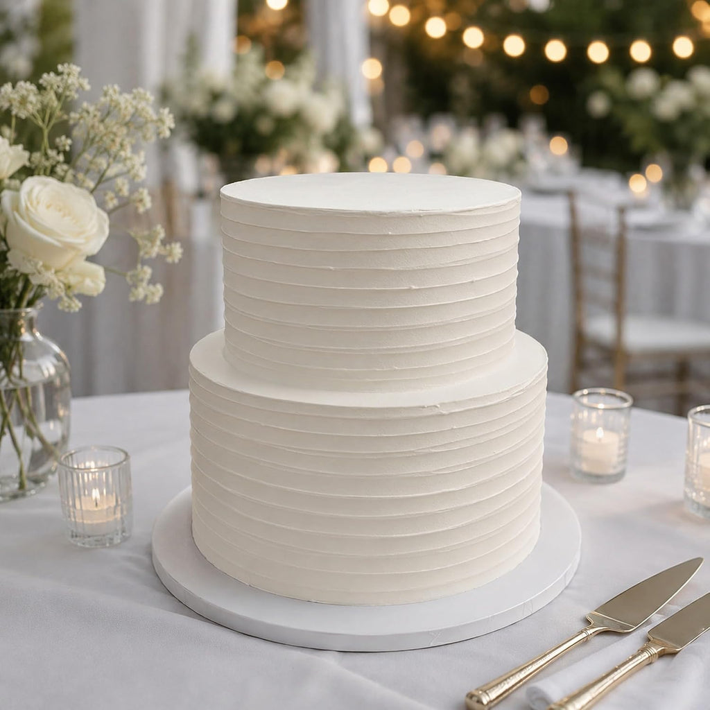 FromJennWithLove 2 Tier Fake Wedding Cake, 12' Tall Handcrafted Ivory Display Cake – 4-Day Artisan Process, Made in USA – Reusable Centerpiece for Weddings & Bridal Showers