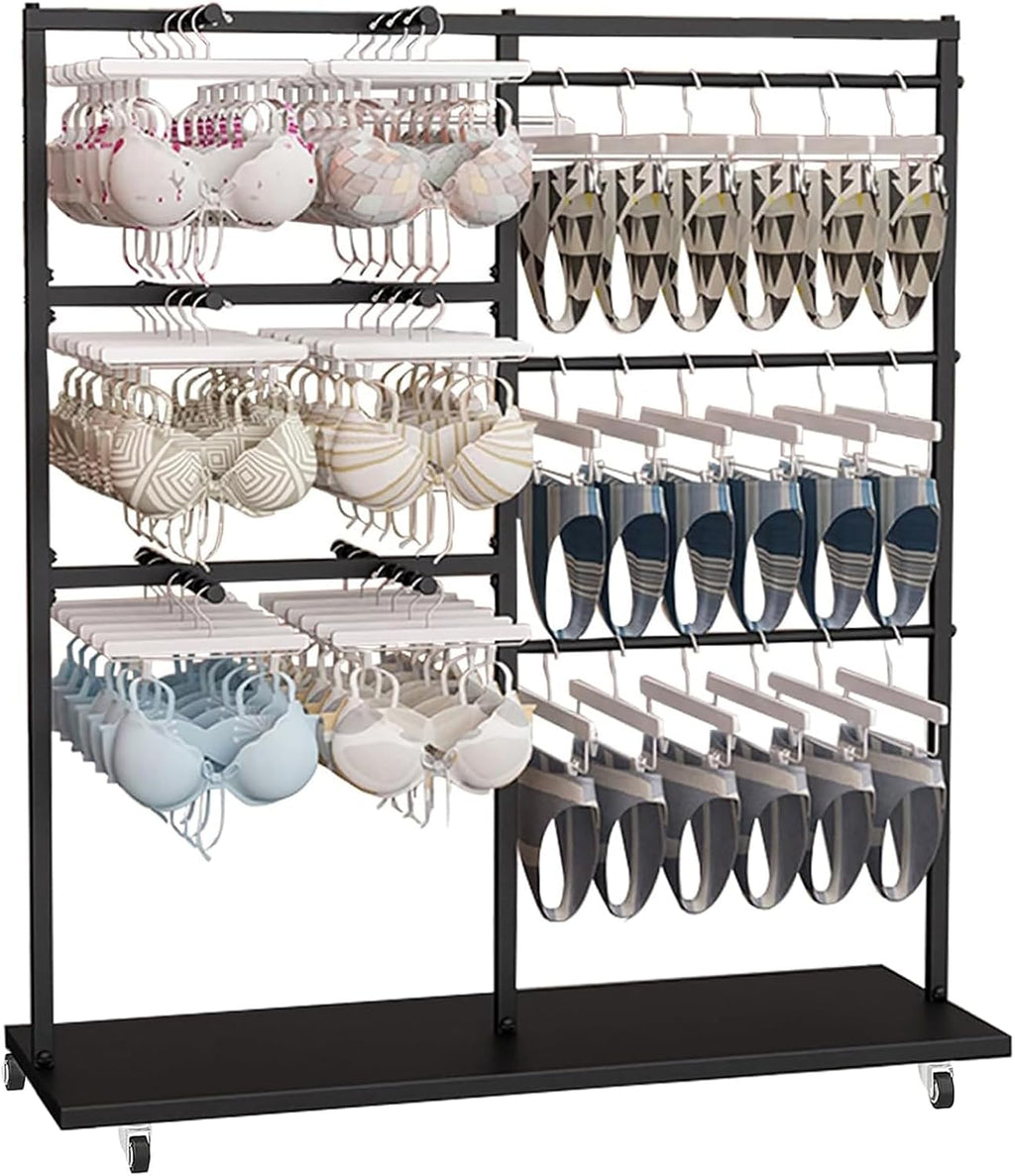 Freestanding Adjustable Metal Garment Rack - Heavy Duty Clothing Display for Shirts, Bras, Socks, Panties & Scarves - Ideal for Boutique or Retail Stores
