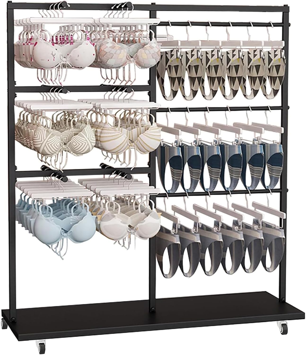 Freestanding Adjustable Metal Garment Rack - Heavy Duty Clothing Display for Shirts, Bras, Socks, Panties & Scarves - Ideal for Boutique or Retail Stores