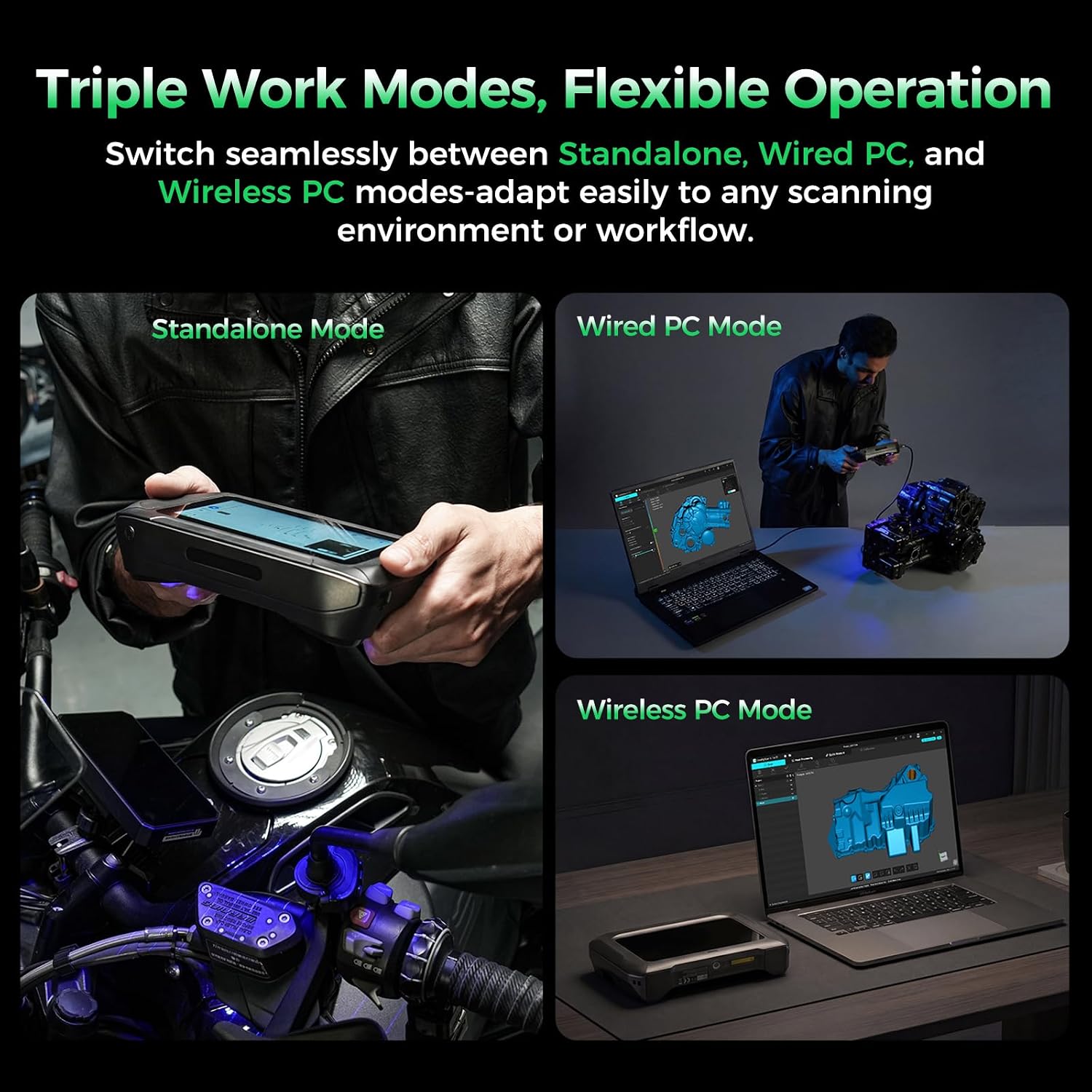 Official Creality Sermoon P1 3D Scanner, Handheld 22+7+1 Blue Laser&Infrared Wireless 3D Scanner with 6'Touch Screen, Supports Standalone&PC Modes, 0.02mm/m Accuracy Scanning with WiFi 7