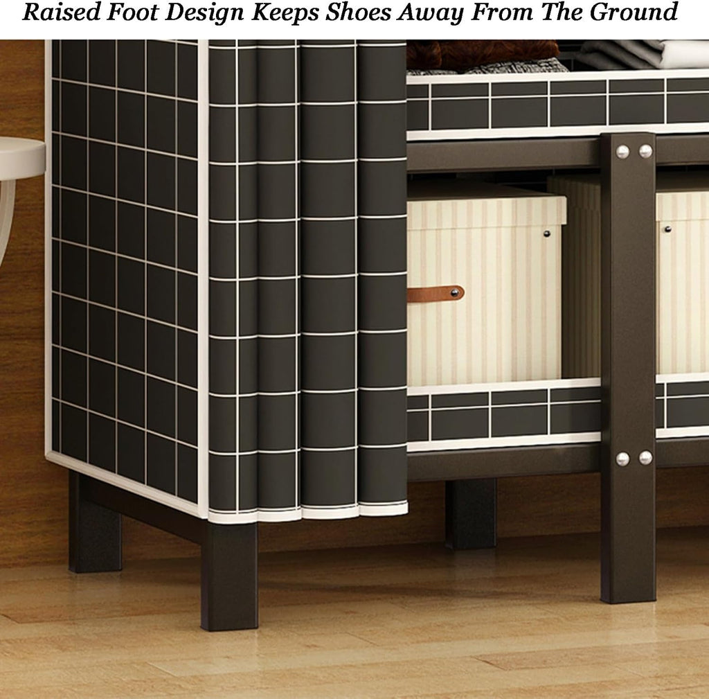 Portable Closet Wardrobe,Closet Storage Organizer with Shelves and Cover,Freestanding Coat Storage Garment Racks,Easy Assembly(Style 2)