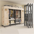 Heavy Duty Portable Wardrobe Closet With Cover, Foldable Garment Rack, Metal Freestanding Clothing Rack For Hanging Clothes, For Bedroom, Dorm(Yellow1,215x170x50cm)