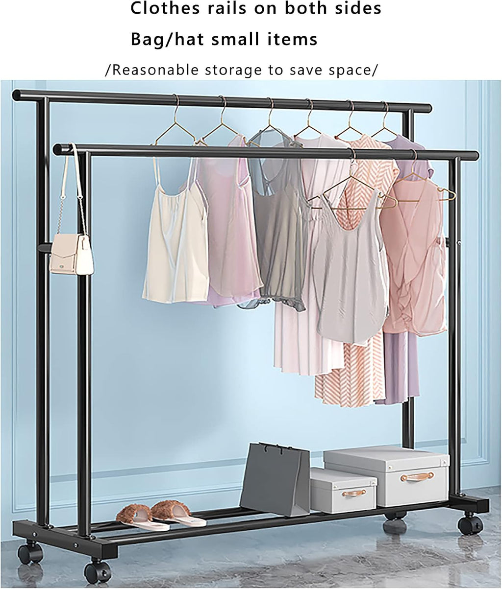 Clothes Rack Heavy Duty Garment Racks,with Shelves Industrial Free- Standing Metal Coat Rack,for Clothes Shirts Bags Pants Shoes Storage Boxes
