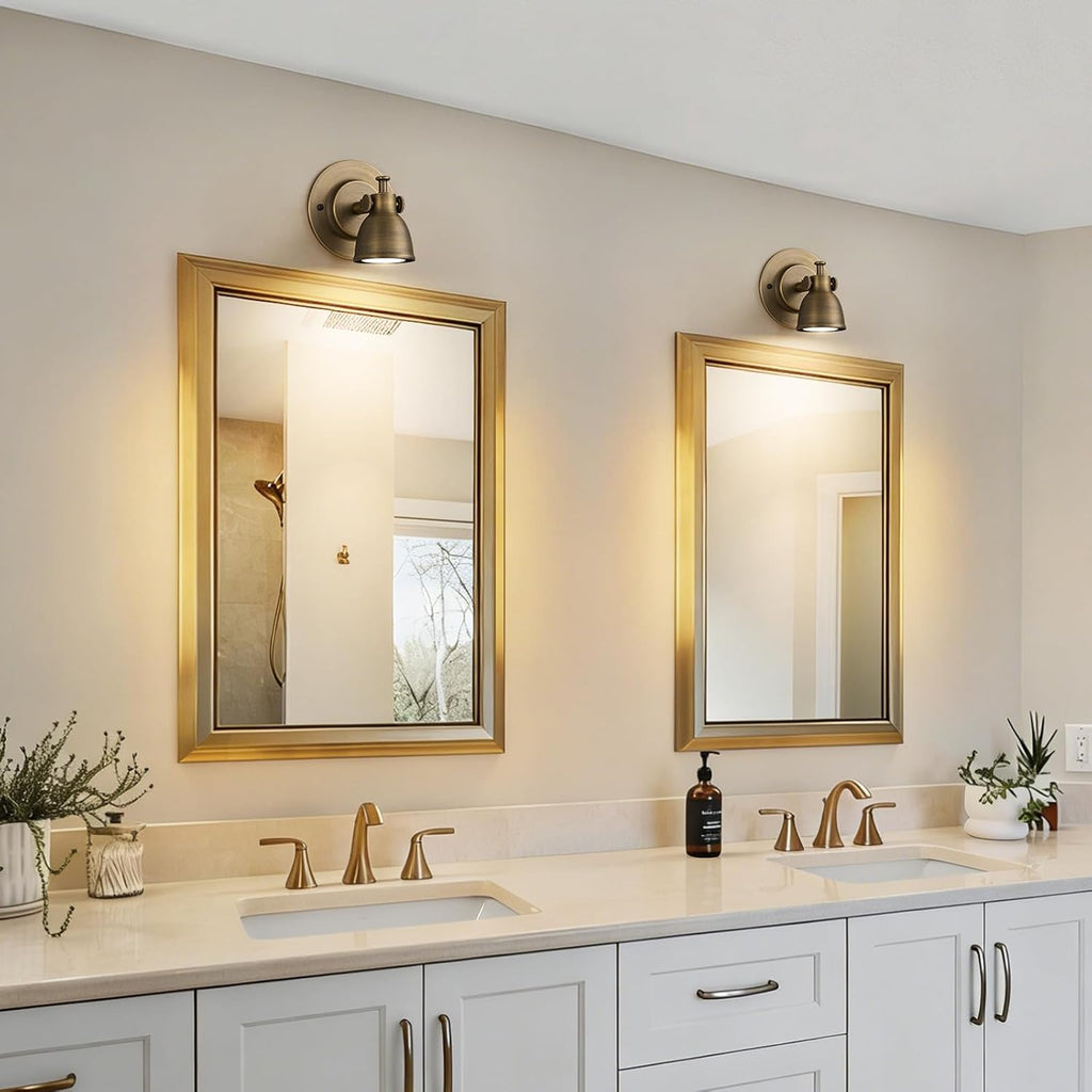 Small Wall Sconces Set of 2 Hardwired - Vintage Oil Rubbed Bronze Art Deco Indoor Mini Bell Lamps Decor Set of Two for Bathroom Vanity Bedroom Bedside Hallway Living Room Kitchen Picture