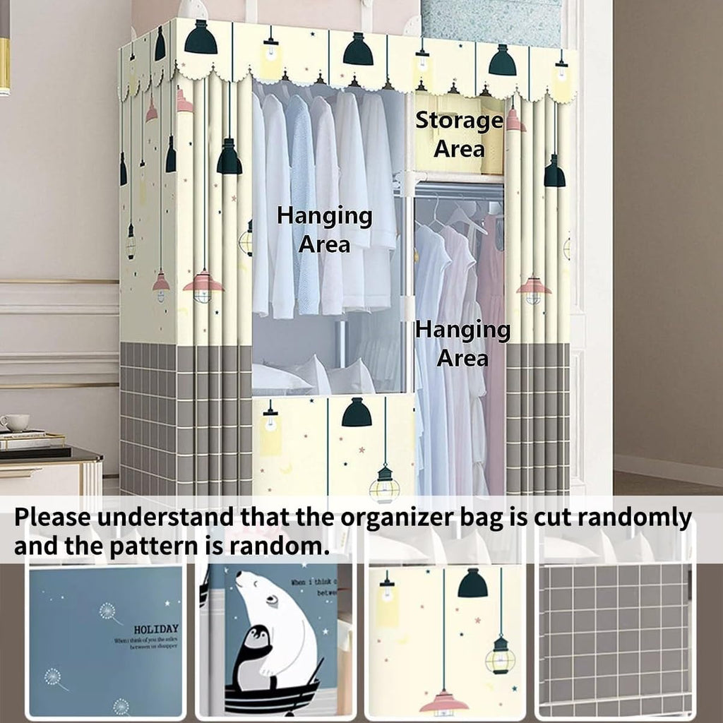 Rolling Clothes Rack with Cover for Bedroom Portable Wardrobe Closet for Hanging Clothes Freestanding Garment Rack with Wheels, Rod and Shelves (Color : A, Size : 160x45x170cm)