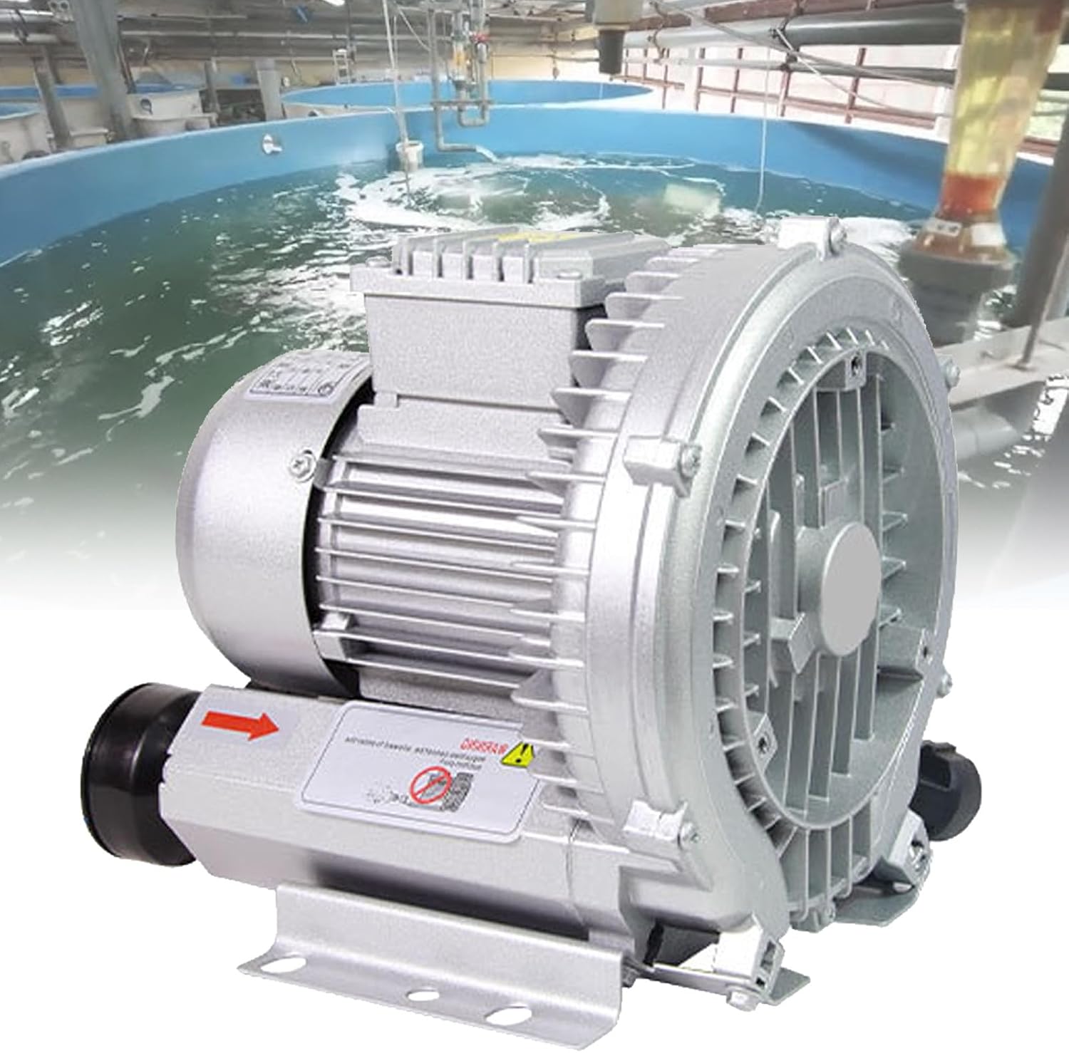 Pool Aeration Oxygenation Machine, High-Pressure Regenerative Blower, Industrial Side Channel Blower, for Fish Pond,350W/220V