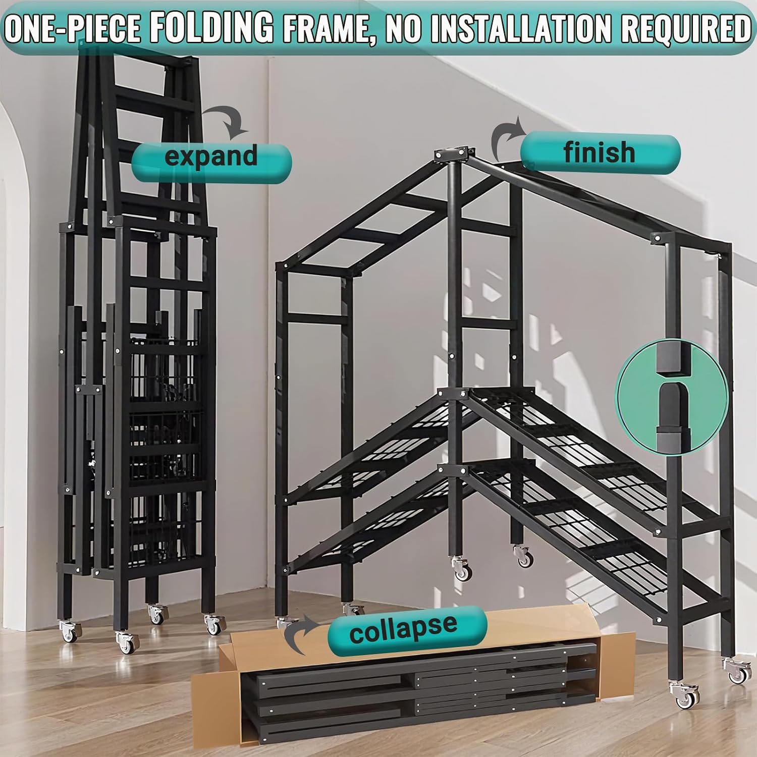 Metal Wardrobe Closet Rack 1500lbs Heavy Duty Foldable Garment Rack with Cover and Wheels Foldable Freestanding Clothes Organizer Enclosed Armoires for Hanging Clothes F 66.9'/170CM (A 66.9)