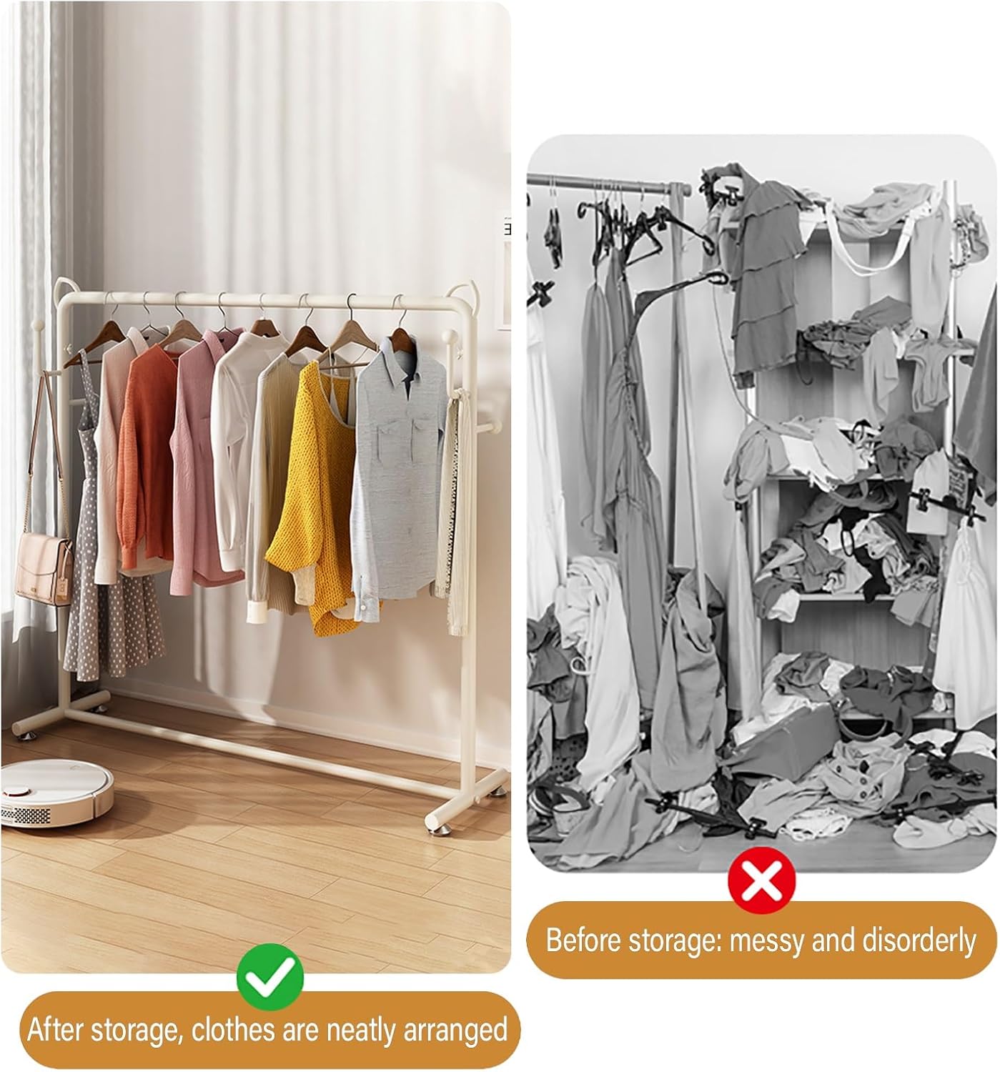 Clothes Rack For Hanging Clothes,Garment Rack With Hook Up,Metal Clothing Racks For Hanging Coats, Dresses, Shirts,Stable Base,Portable Hanger Rack(120x160cm/47.2x63in)