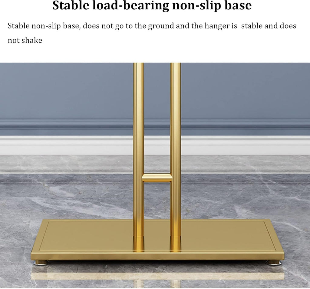 Freestanding Clothing Store Display Stands Garment Rack, Retail Clothes Hanger Entrance Porch Organization Hanging Rod,Creative Gold 2-Way Suit Shirt Clothing Rack for Boutique/Laundry