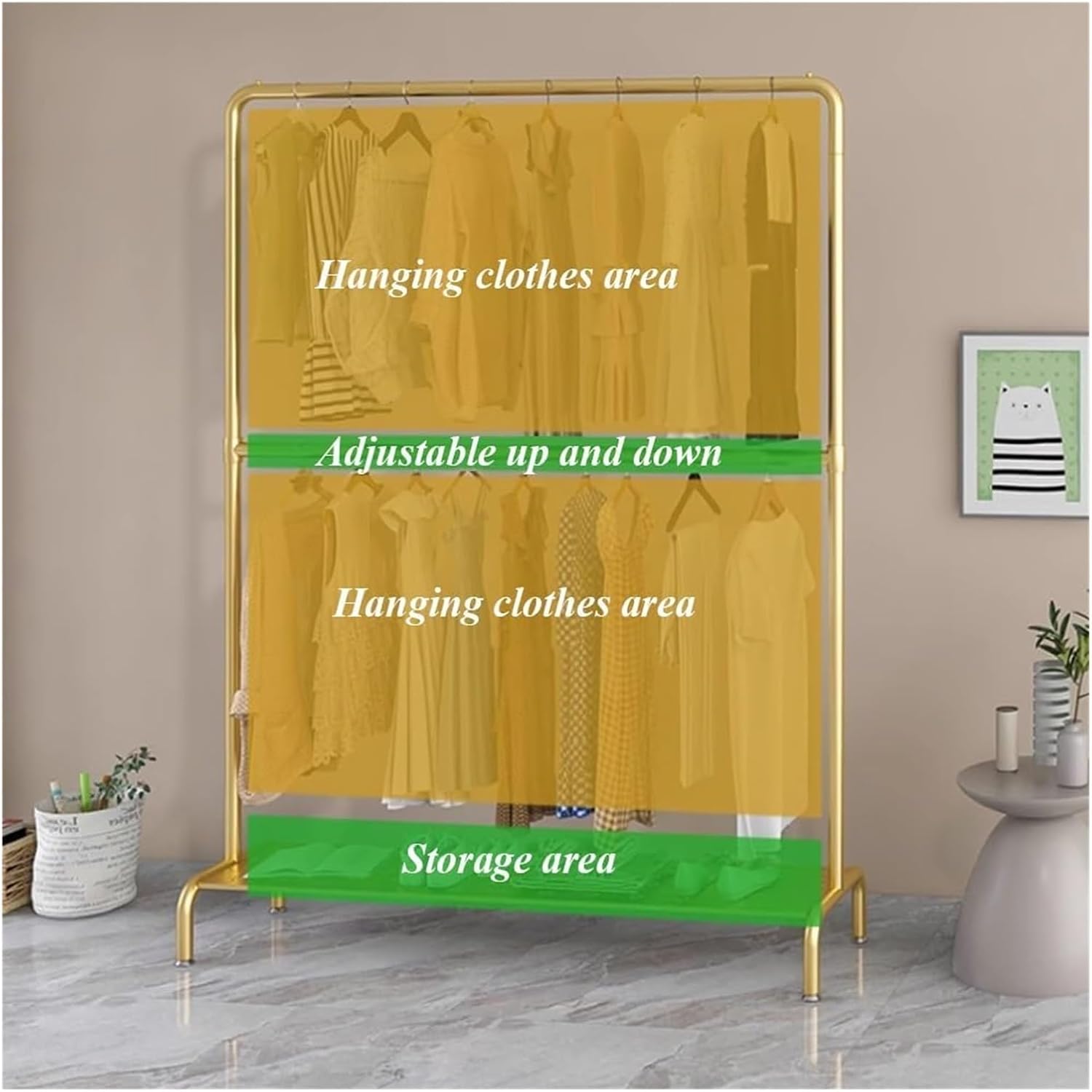 Heavy Duty Clothes Garment Rack, Freestanding Double Rod Clothing Hanger Stand with Storage Display Shelf for Hanging Clothes Boutique Store(Black,80x160cm)