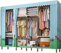 Free Standing Heavy Duty Wardrobe Closet For Bedroom 3 Tiers Garment Racks With Cover Metal Large Clothing Rack For Hanging Clothes (Color : Beige, Size : 245x45x172cm)