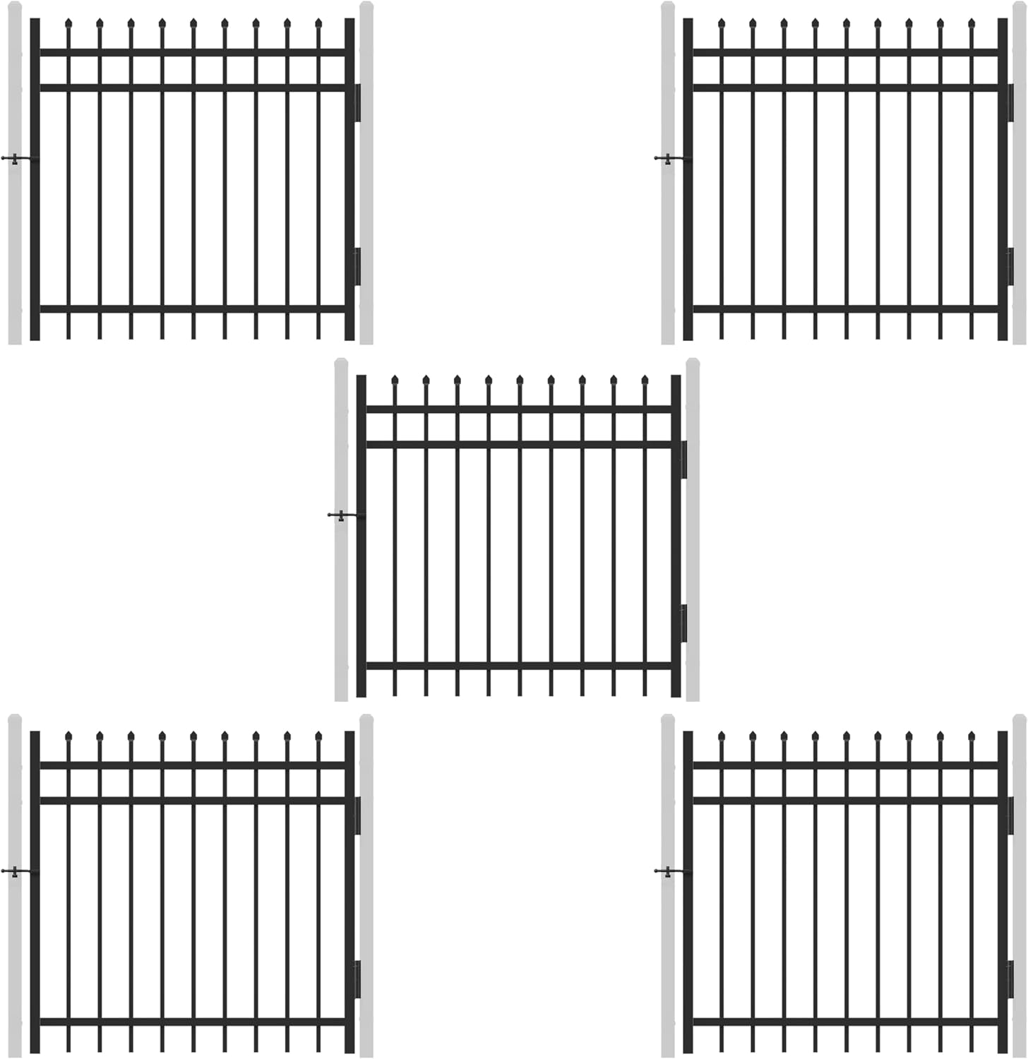 Pinnacle Fence Gate Pack of 5 - Heavy Duty Steel Outdoor Fence Gates, 4FT x 4FT, Anti-Rust, Decorative for Residential, Yard, Pool, Patio