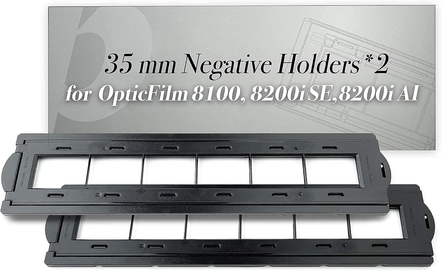Plustek OpticFilm 8200i Ai Film & Slide Scanner Converter + 35mm Negative Film Stripe kit x 2