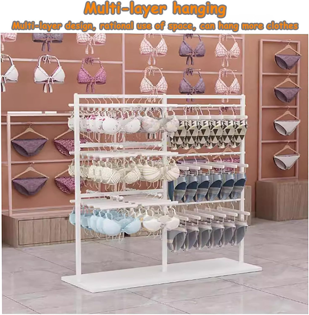 Freestanding Adjustable Metal Garment Rack - Heavy Duty Clothing Display for Shirts, Bras, Socks, Panties & Scarves - Ideal for Boutique or Retail Stores