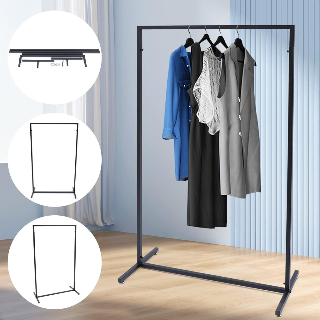 Clothing Garment RackSimple Houseware Clothing Rack, Heavy Duty Industrial Pipe Garment Rack, Clothes Display Rack, Hanging Clothes Shirts Jeans and Coats Black, 44.