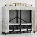 Heavy Duty Portable Wardrobe Closet With Cover, Foldable Garment Rack, Metal Freestanding Clothing Rack For Hanging Clothes, For Bedroom, Dorm(Grey,215x170x50cm)