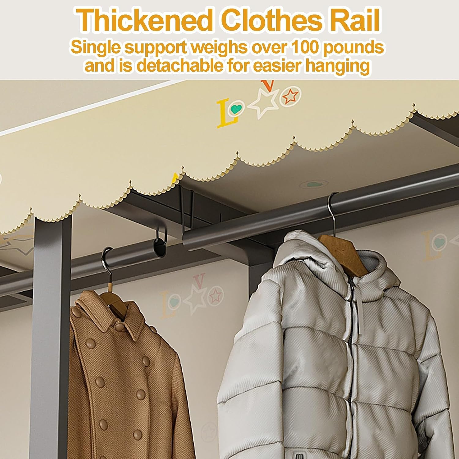 Heavy Duty Portable Closet Cover Foldable Clothe Garment Rack Hanging Foldable Covered Clothes Rack Freestanding Clothing Coat Storage Rack 242cm 95.3inch (Yellow 151cm/59.4inch)