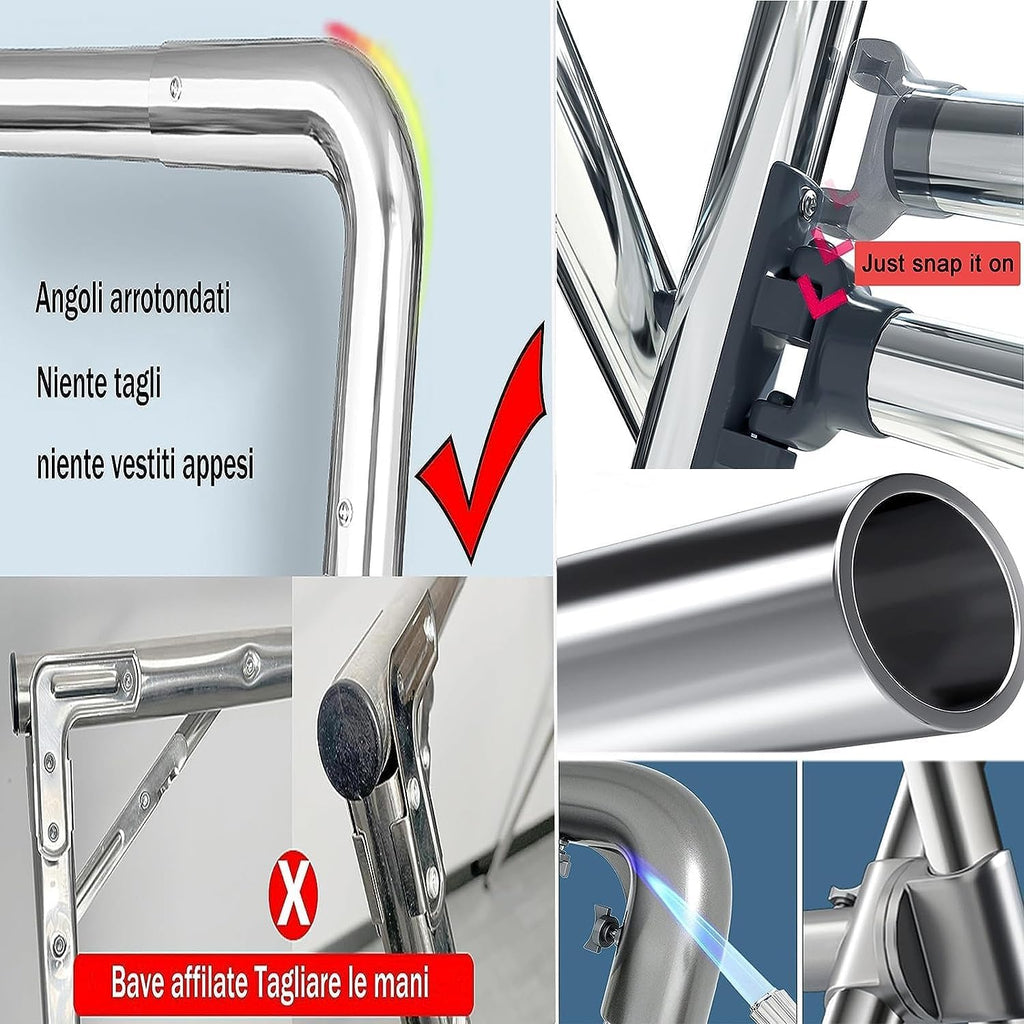 Clothes Drying Rack - Adjustable Heavy Duty Stainless Steel Laundry Rack for Garments, Freestanding Design, High Capacity Laundry Stand, Durable Clothes Dryer Solution
