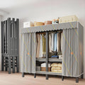 Portable Wardrobe Closet, Heavy Duty Clothing Rack for Hanging Clothes, Metal Clothes Rack with Cover and Hanging Rods, Freestanding Wardrobe Armoire Load 1000 LBS (Zipper style 70 inches/180cm)