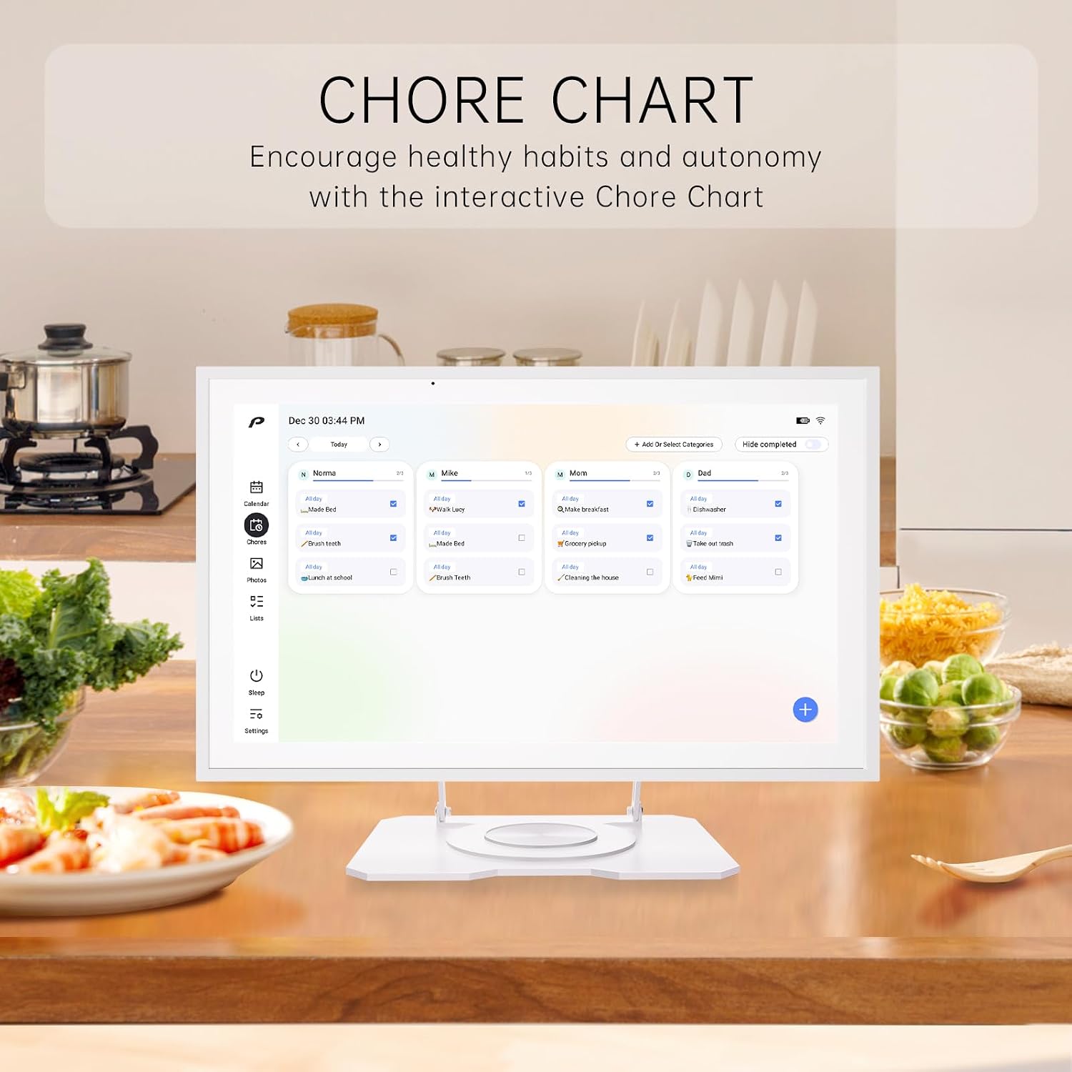 Digital Calendar, 15.6 inch Wall Planner & Chore Chart, Rechargeable Full HD Touchscreen Display, Portable Smart Family Organizer, Event Planner, Desk and Wall mountable, Perfect for Family Schedules - No Subscription (Free Magic Import)