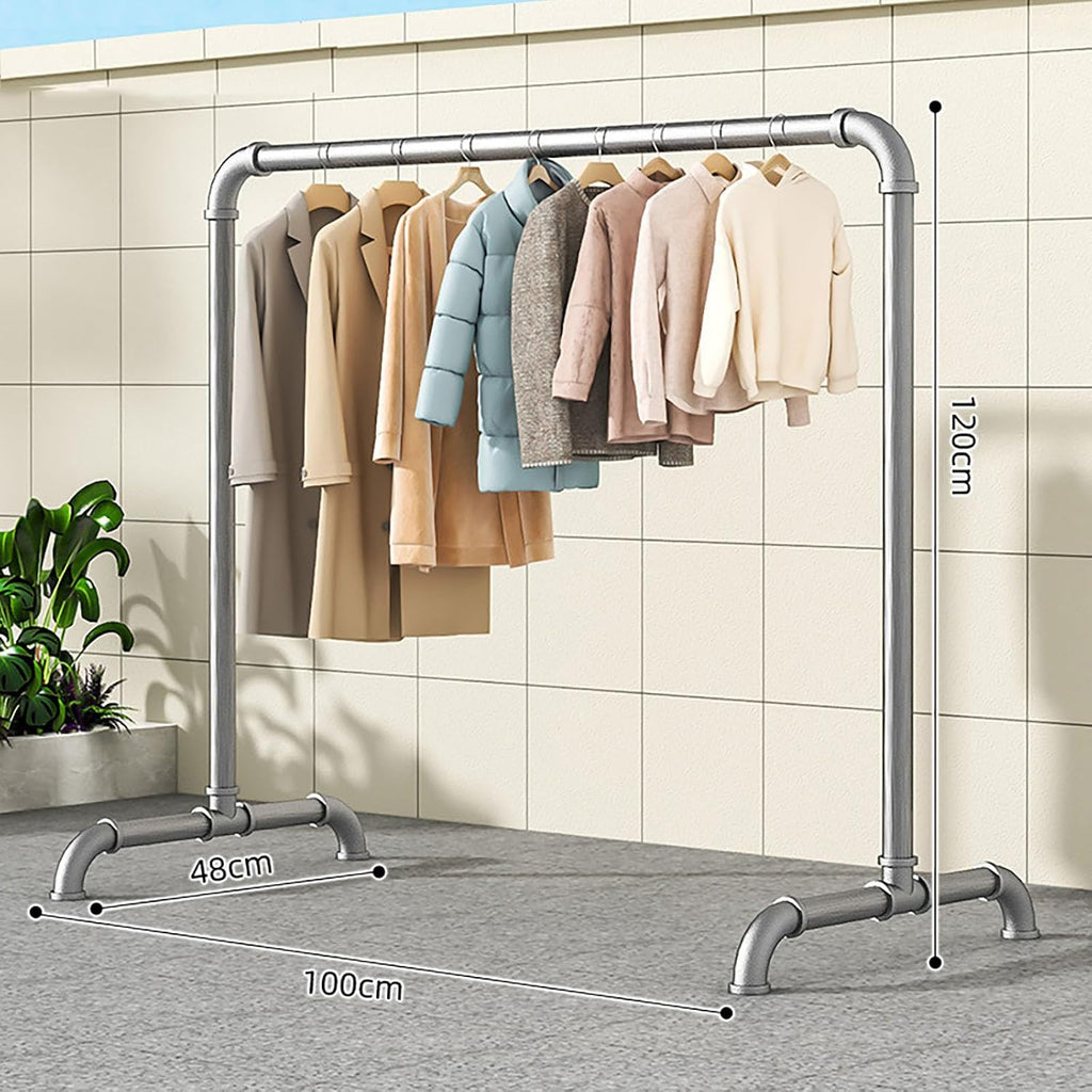 Portable Clothes Rack, Freestanding Metal Garment Rack with Stable Base, Industrial Pipe Design for Hanging Coats, Skirts, Shirts, Sweaters, Indoor & Outdoor Use (1x1.2m)