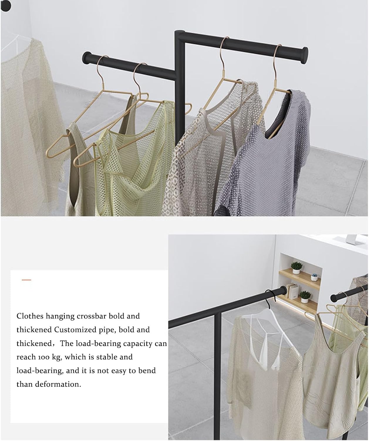 Freestanding Clothing Store Display Stands Garment Rack,boutique Retail T-type Clothes Hanger Entrance Porch Organization Hanging Rod,Suit Shirt Clothing Rack,laundry Room Hanging Clothes Rod