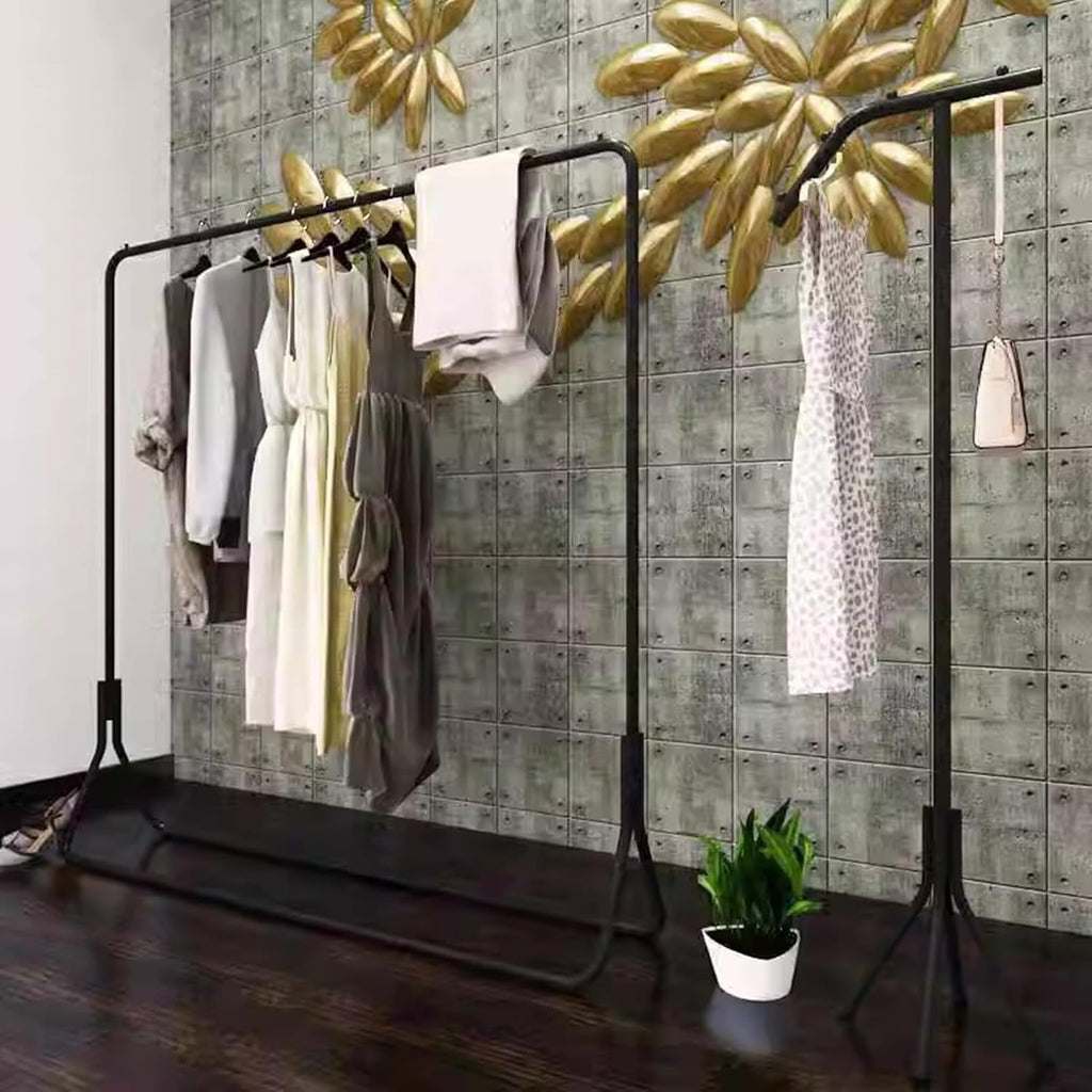 Heavy duty Garment rack Black Metal Clothing Rack For Hanging Clothes Heavy Duty Clothes Rail For Bedroom Freestanding Clothing Store Display Rack Single Rail Drying Rack Clothes Organizer ( 120X40X1