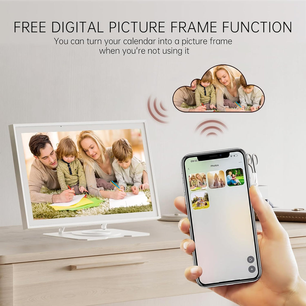 Digital Calendar, 15.6 inch Wall Planner & Chore Chart, Rechargeable Full HD Touchscreen Display, Portable Smart Family Organizer, Event Planner, Desk and Wall mountable, Perfect for Family Schedules - No Subscription (Free Magic Import)