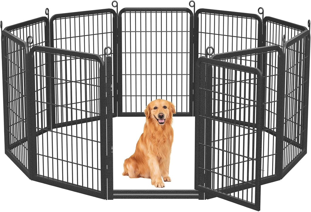 Dog Playpen Outdoor, 40' Height 10 Panels Pet Fence with Low Threshold Full Gate, Large Dog Fence Outdoor for Yard, Heavy Duty Pet Playpen Metal Play Pen Fence for RV Camping