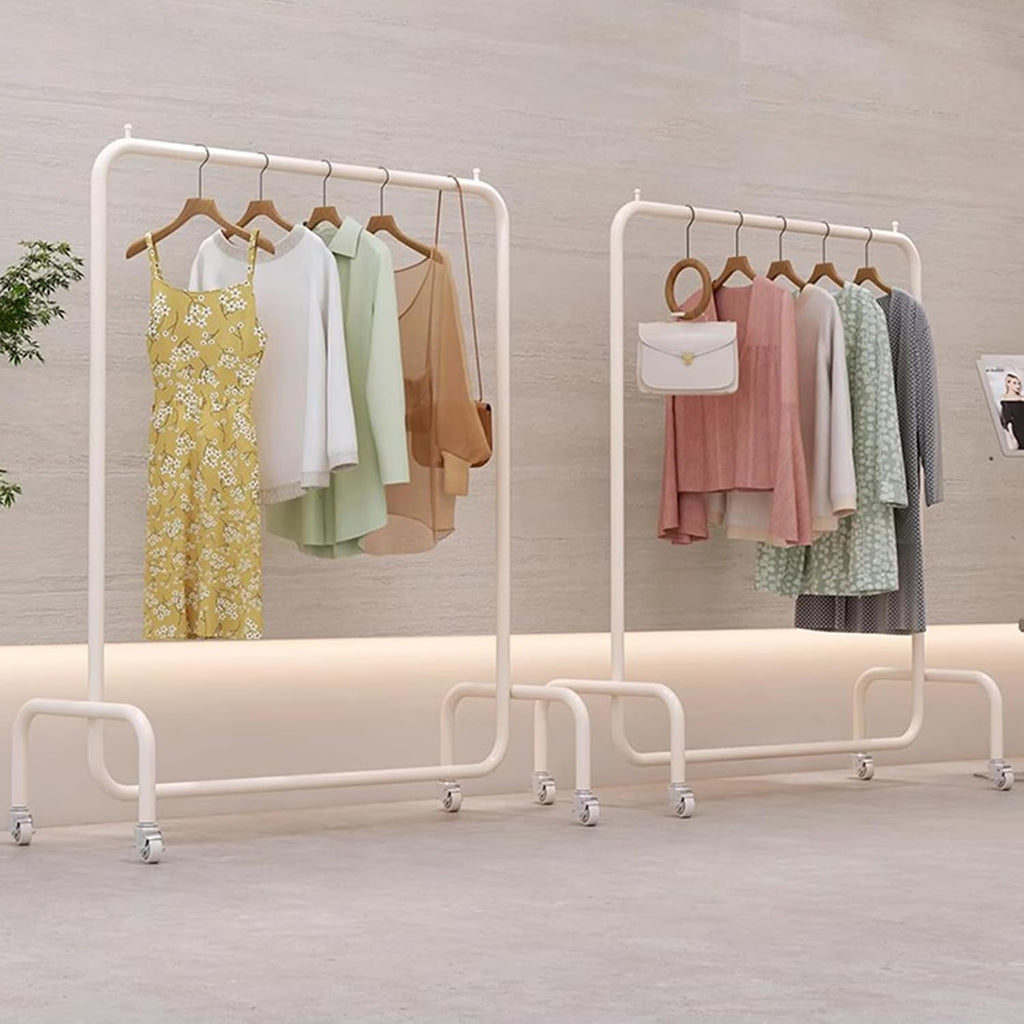 Heavy Duty Coat Rack, Garment Rack Heavy Duty Clothes Rail with Wheels, Rolling Clothing Rack for Hanging Clothes, Freestanding Clothes Display Rack for Boutique, Stainless Steel Coat Rack (100X40X1
