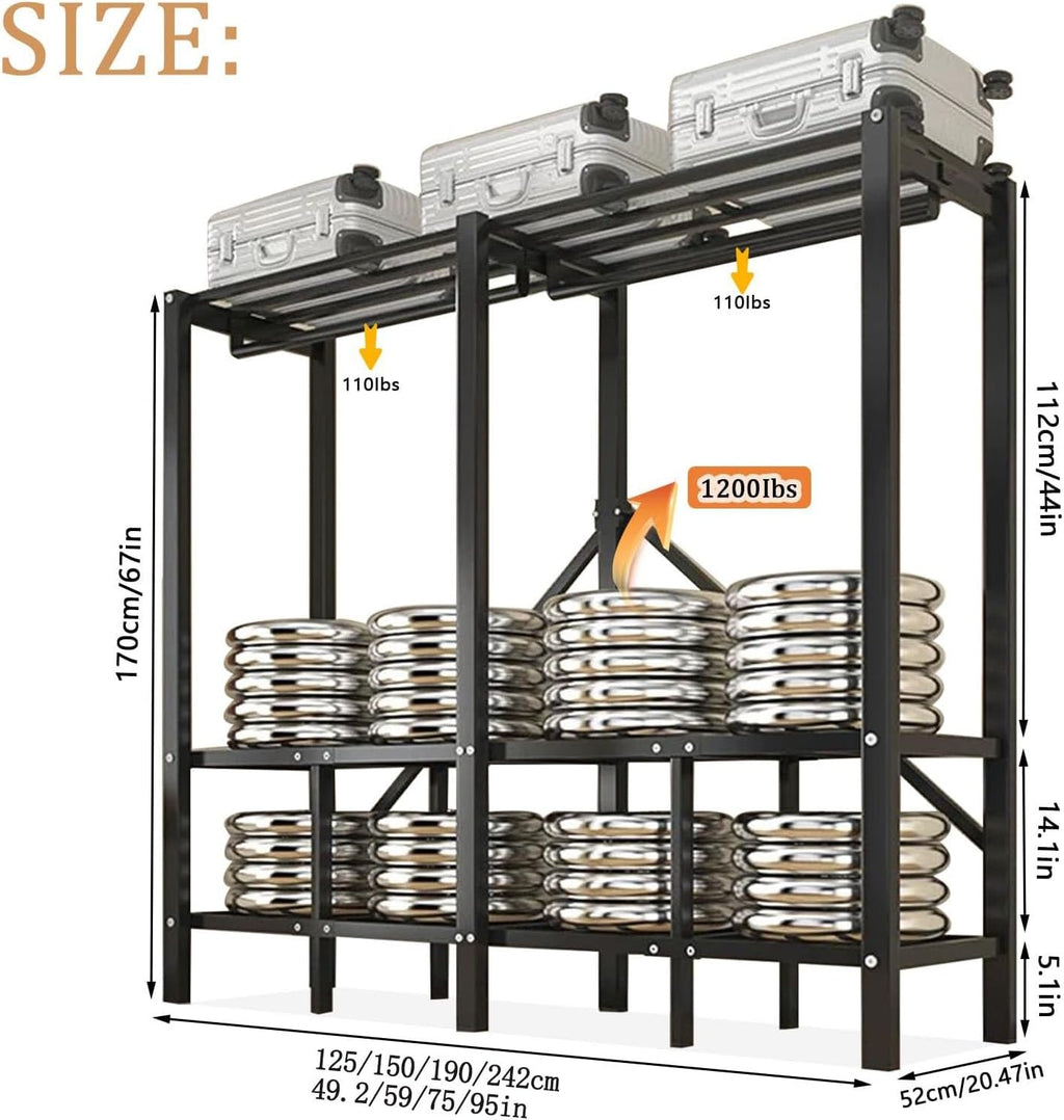 Portable Wardrobe Closet Rack - Heavy-Duty Foldable Garment Rack with Cover, 1200lbs Freestanding Clothes Organizer System,Enclosed Curtain Armoires for Hanging Clothes for Bedroom(125cm)