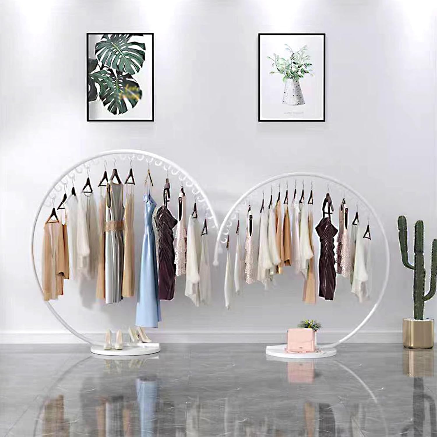 Clothing Store Industrial Display Stands, Clothes Rail, Metal Clothes Rail, Freestanding Garment Rack Hanger, 110 Lb Total Max, Clothes Rail Heavy Duty, Han(C-160x150cm