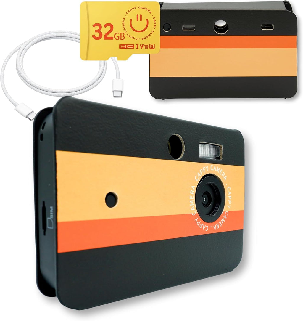 CAPPY Screenless Camera for Digital Detox - Vintage Retro Film Experience Digital Cam for Mindful Travel - 20MP Photo & Video, Interchangeable Lens, 32GB