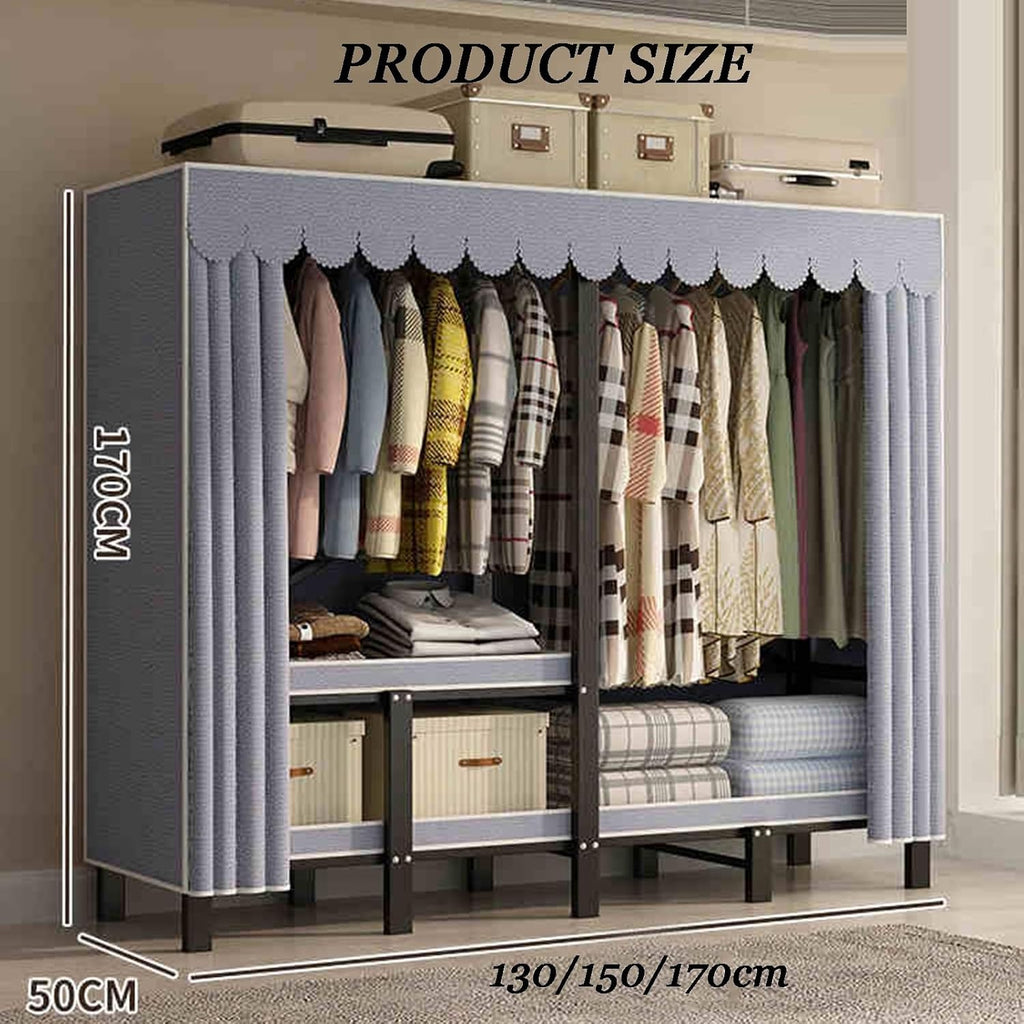 Portable Closet Wardrobe,Freestanding Coat Storage Garment Racks,Closet Storage Organizer with Shelves and Cover,Easy Assembly(Color 3,150x50x170CM)