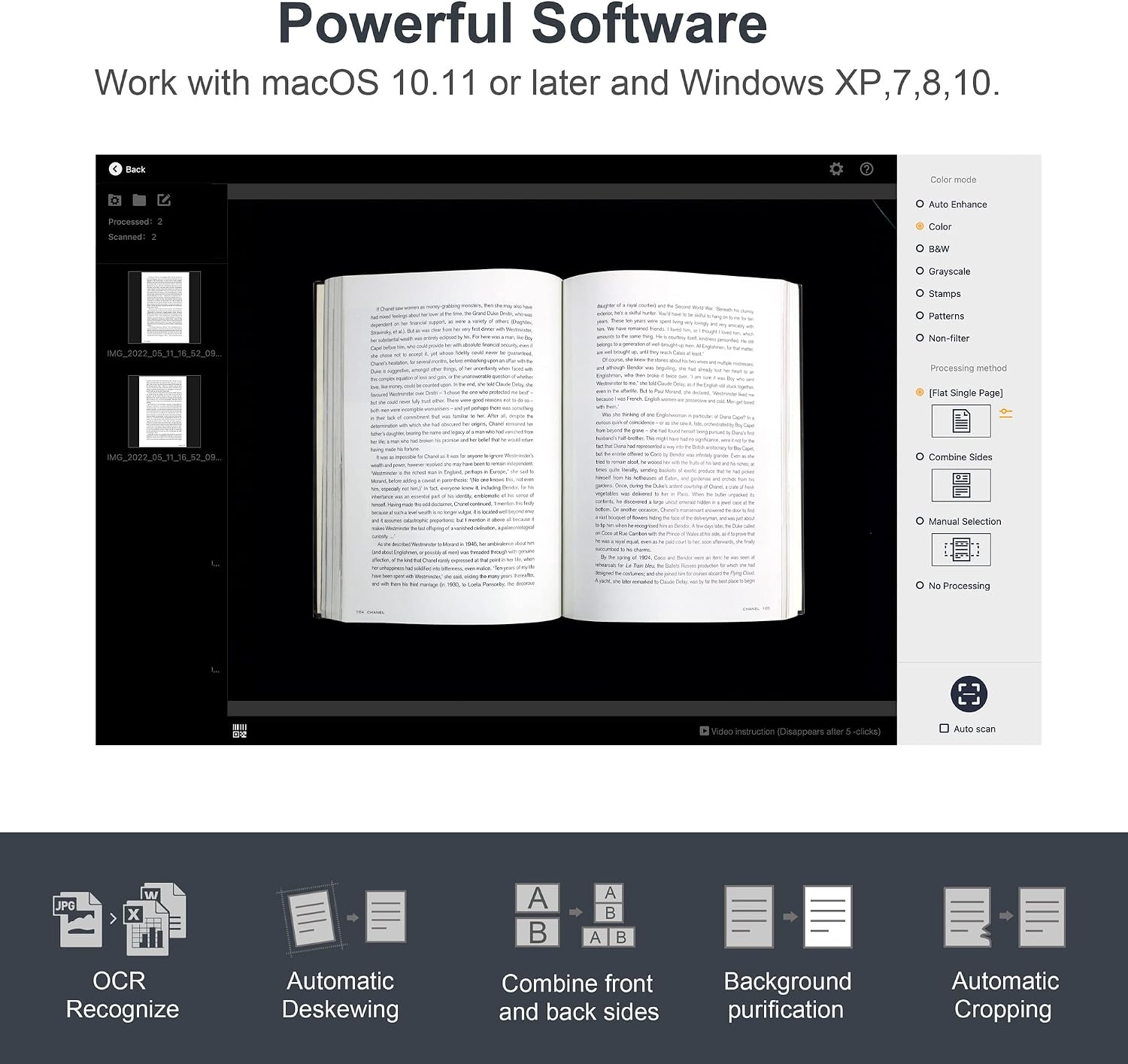CZUR ET18 Pro Professional Document Scanner, 2nd Gen Auto-Flatten & Deskew Tech, 18MP HD Camera, Capture A3, 186 Languages OCR, Convert to PDF/Searchable PDF/Word/Tiff/Excel, Run On Windows & MacOS