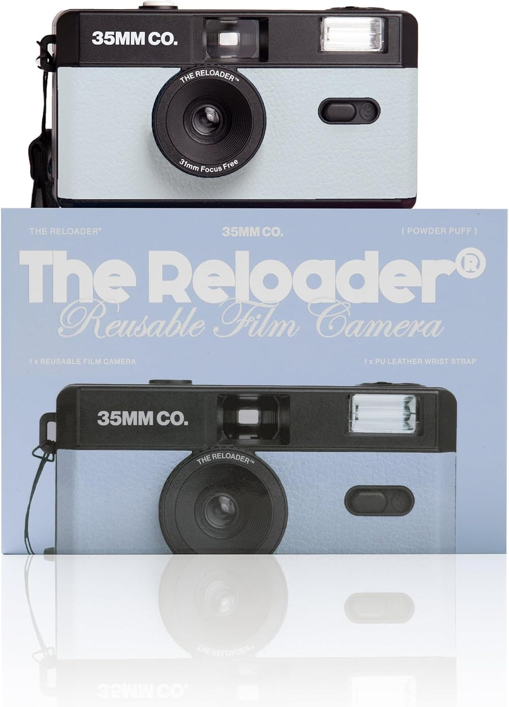 35mm Reusable Film Camera with Flash, Compatible with All 35mm Film, Analog Point & Shoot with Manual Advance & Rewind, Perfect for Travel, Beginners & Everyday Nostalgia - Powderpuff