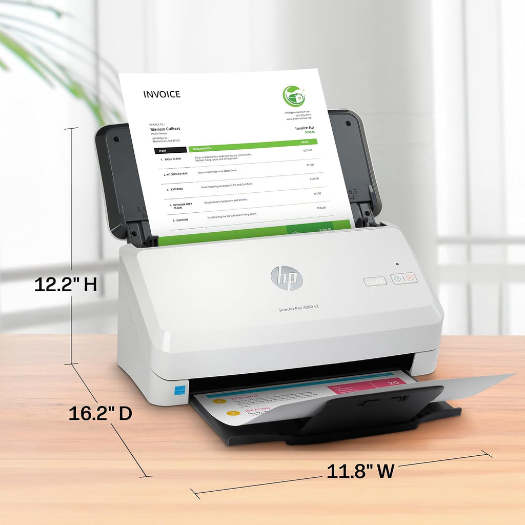 HP ScanJet Pro 2000 s2, Fast 2‑Sided Scanner with Auto Document Feeder, Best for Small Business (6FW06A)