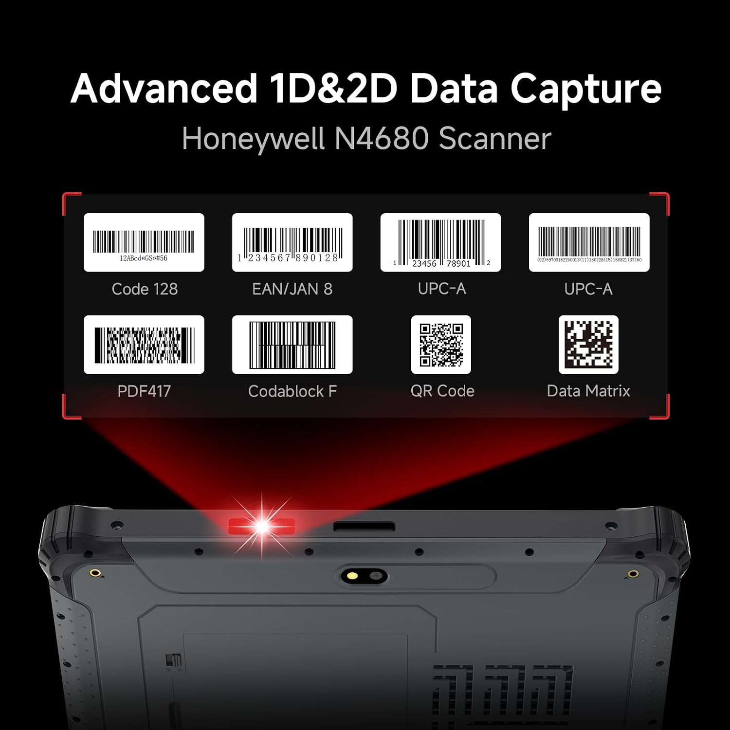 Rugged Tablet with Barcode Scanner M10J, 10.1 inch Windows 11 Pro Enterprise Tablet w/Honeywell N4680 Scan Engine, 1D/2D QR Inventory Scanner, 8GB+128GB Industrial Work PC for WMS, Retail