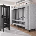 Portable Wardrobe Closet Foldable Garment Rack with Cover, Freestanding Clothes Organizer Enclosed Curtain for Hanging Clothes in Bedroom (125cm/49.2in)