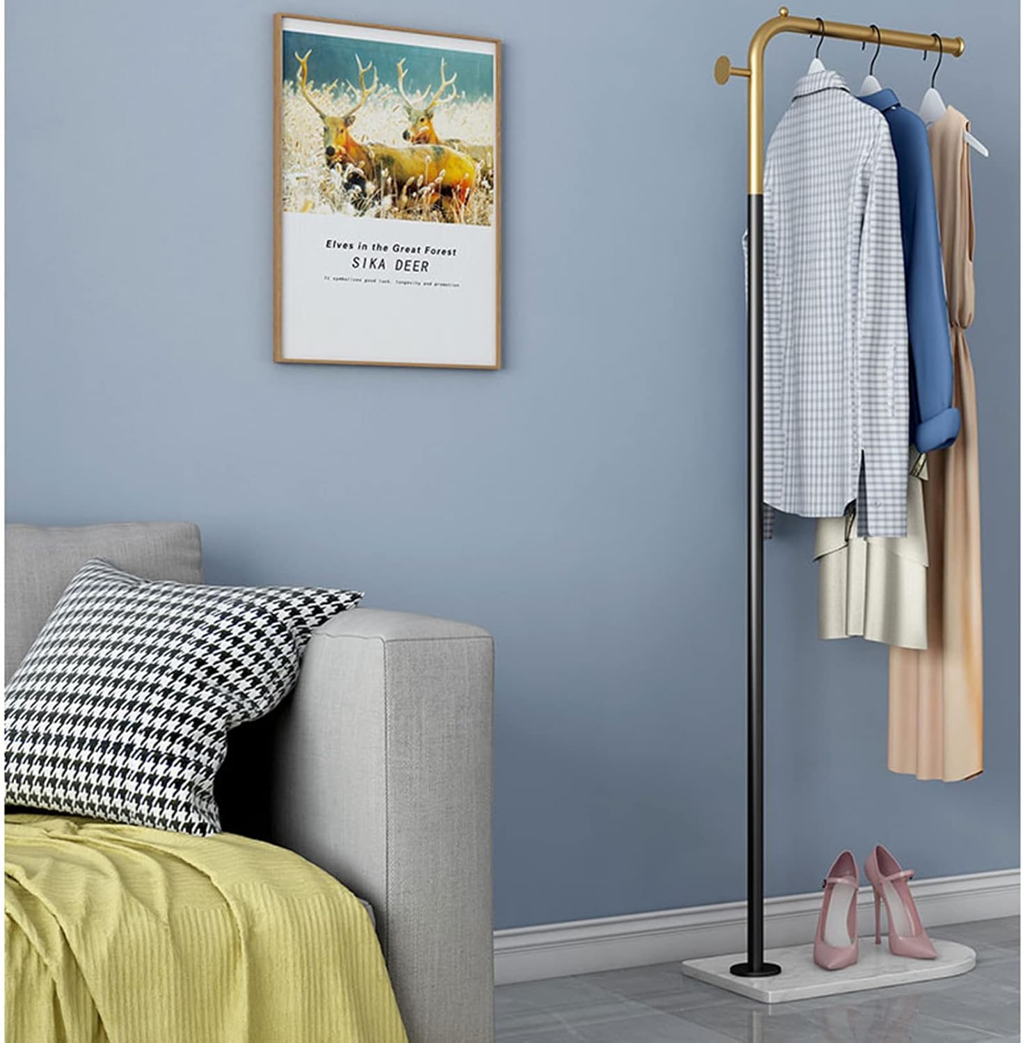 Garment Rack Freestanding Metal Coat Rack, Modern Clothing Rack with Marble Base，Entryway Bedroom Save Space Coat Hanger Stand for Jackets, Suits, Dress Shirts(Size:50X30X150CM)