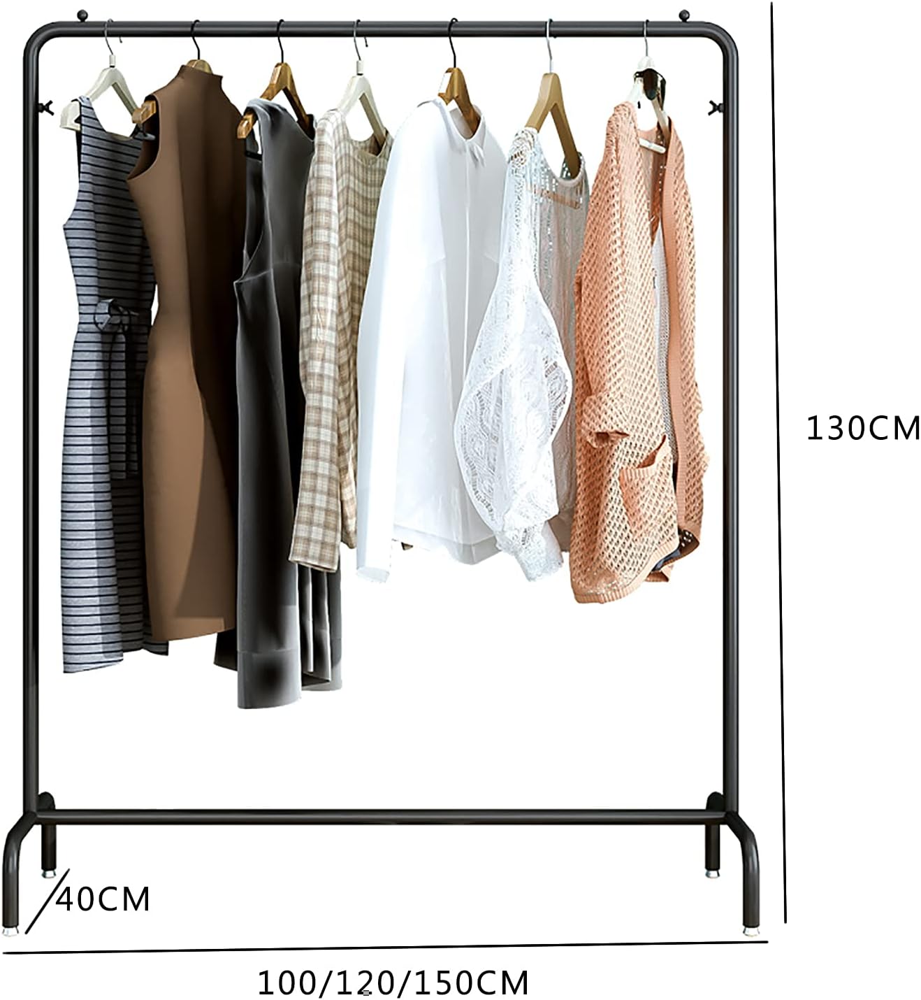 Clothing Rack with Shelves,Free-Standing Garment Rack, with Top Rod Organizer Shirt Towel Rack and Lower Storage Shelf for Boxes Shoes Boots